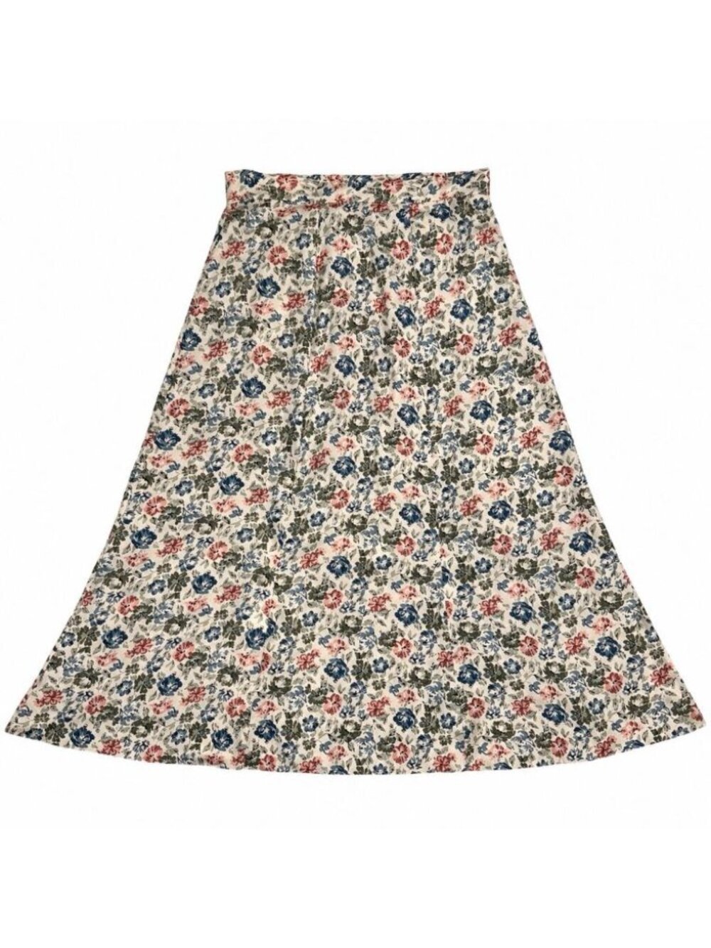 Vintage Casual Corner Sz 10 Midi Skirt Floral Pastel Button Front Cottagecore